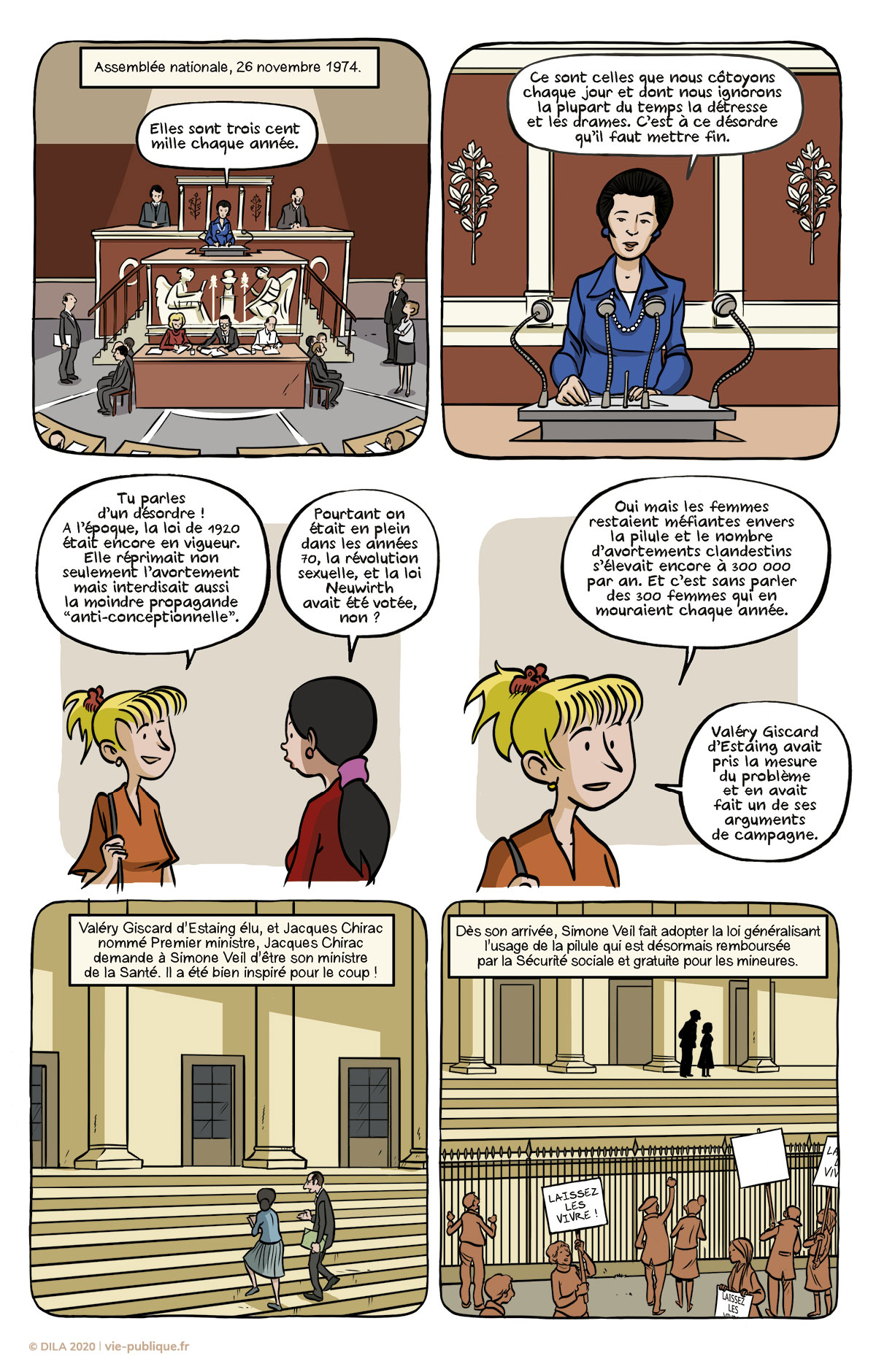 Planche 3 de la BD  "Simone Veil : la loi sur l'avortement. Episode 1" 