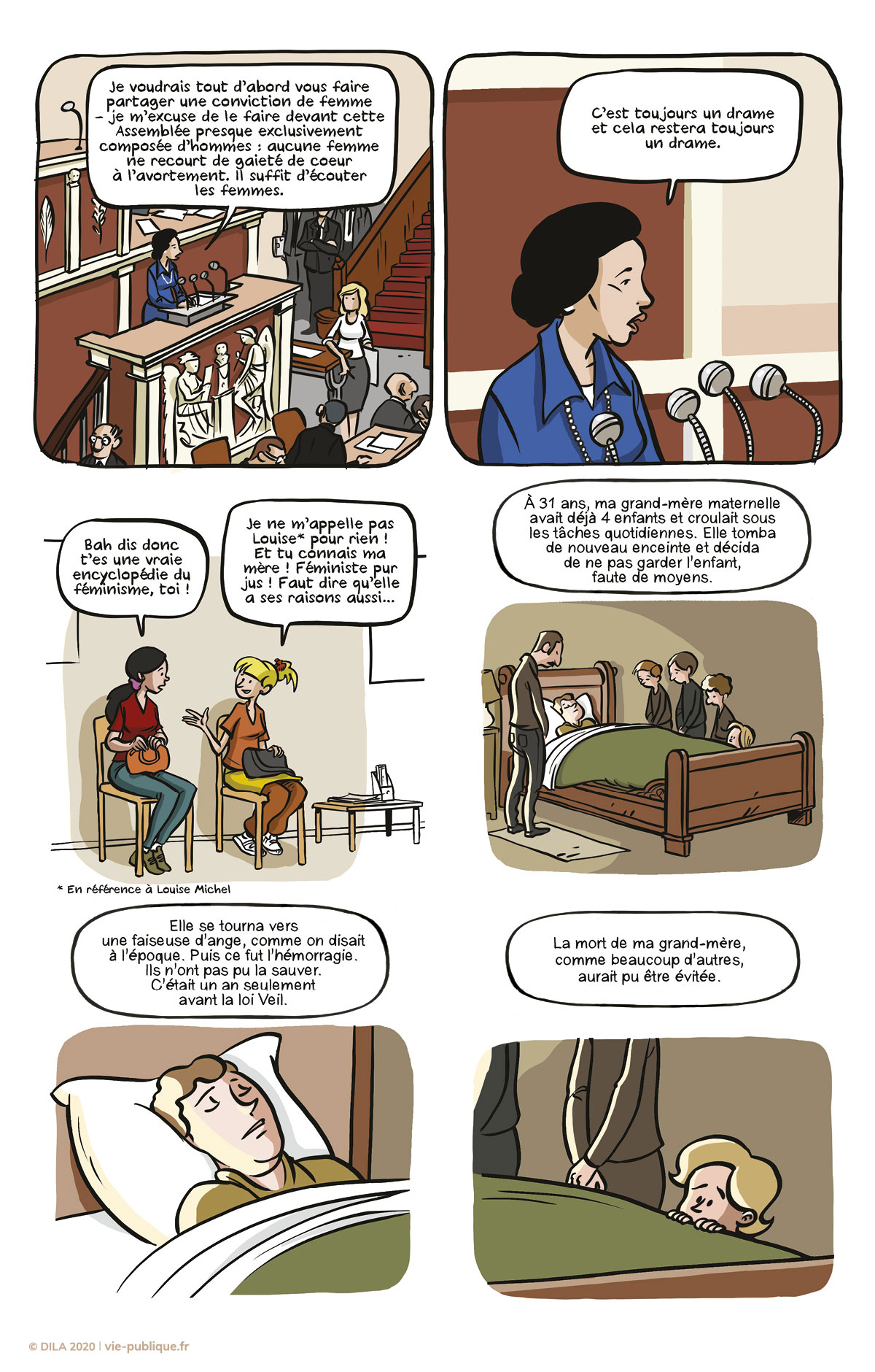 Planche 4 de la BD  "Simone Veil : la loi sur l'avortement. Episode 1" 