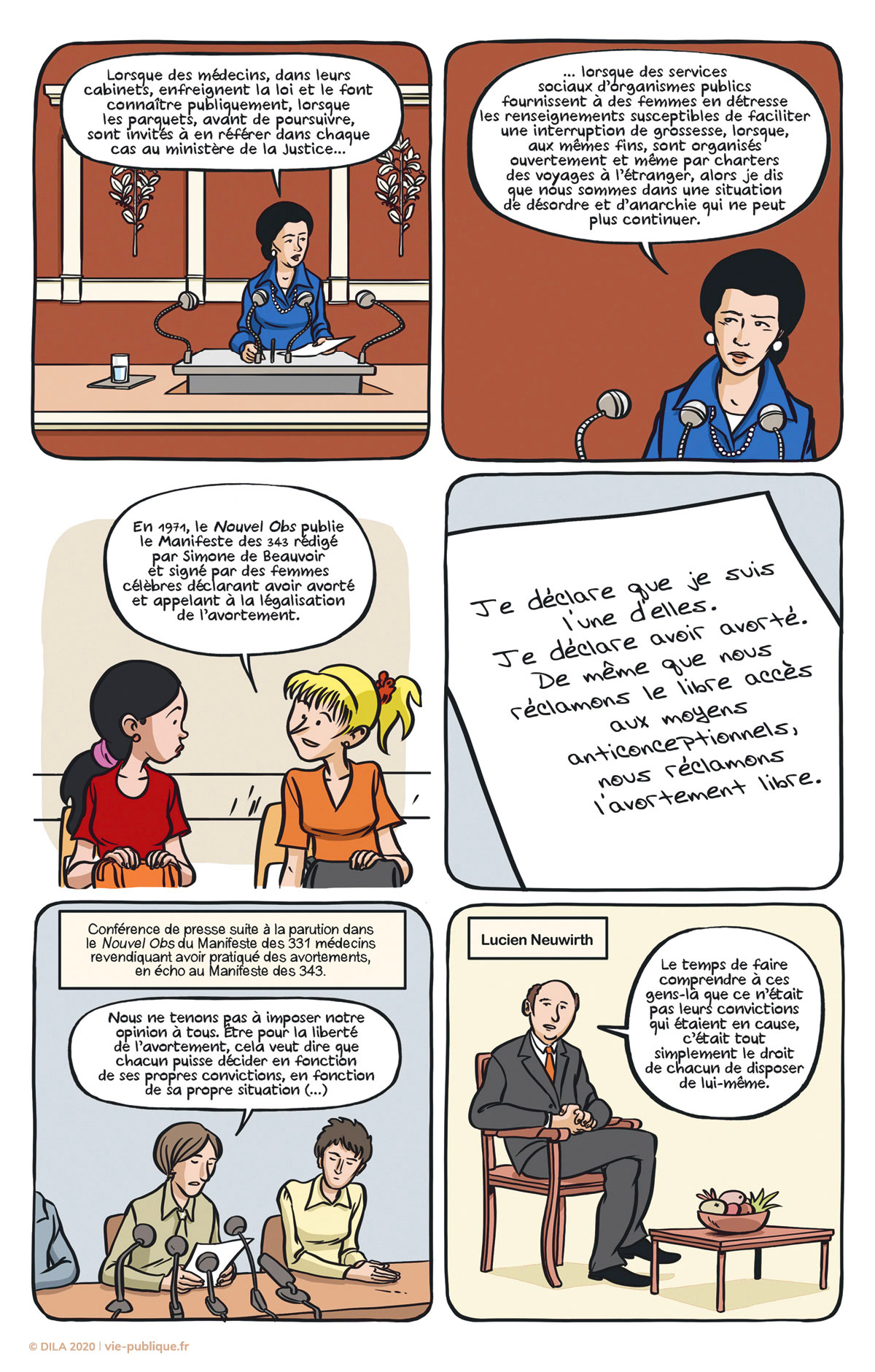 Planche 5 de la BD  "Simone Veil : la loi sur l'avortement. Episode 1" 