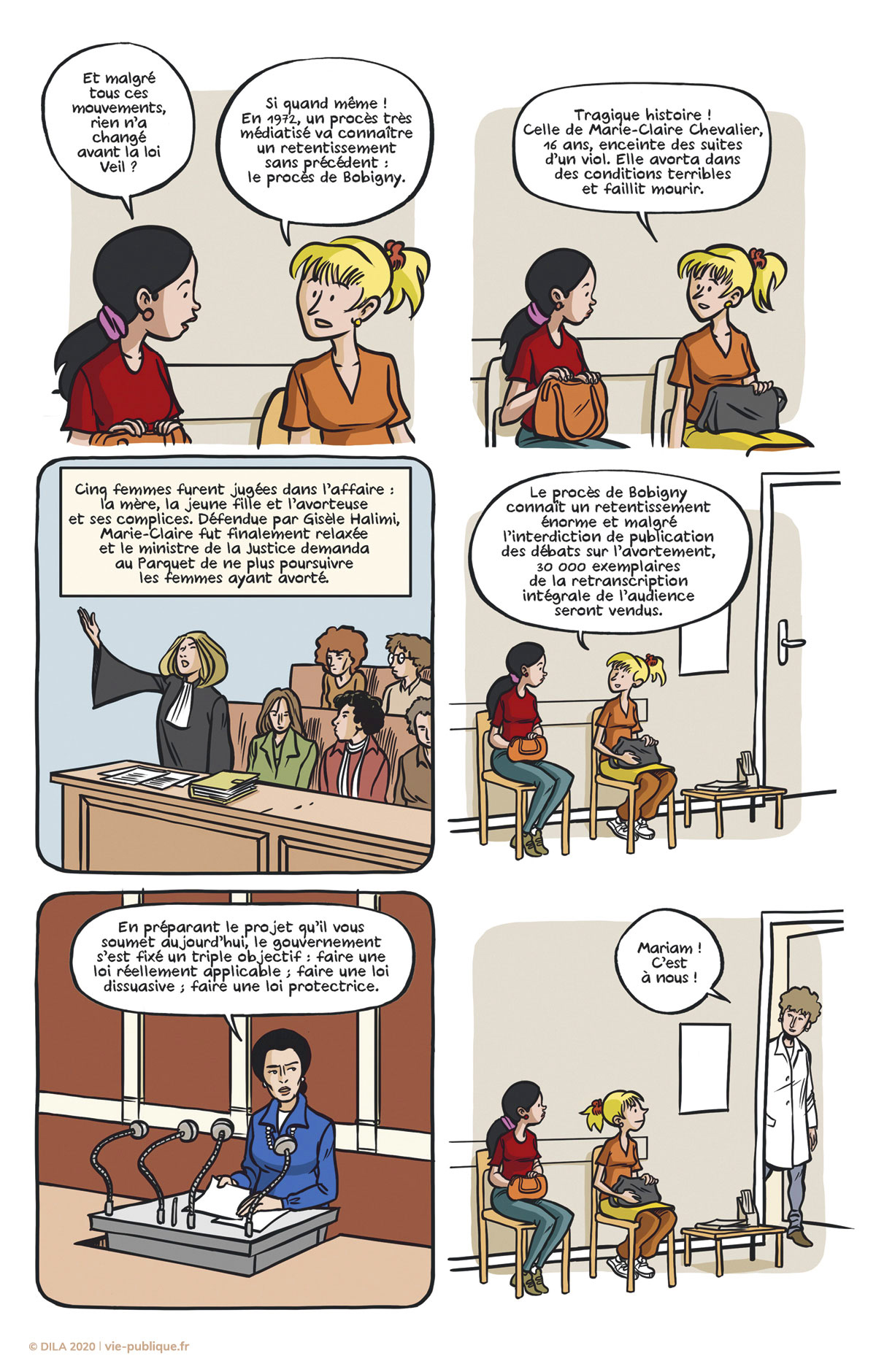 Planche 7 de la BD  "Simone Veil : la loi sur l'avortement. Episode 1" 