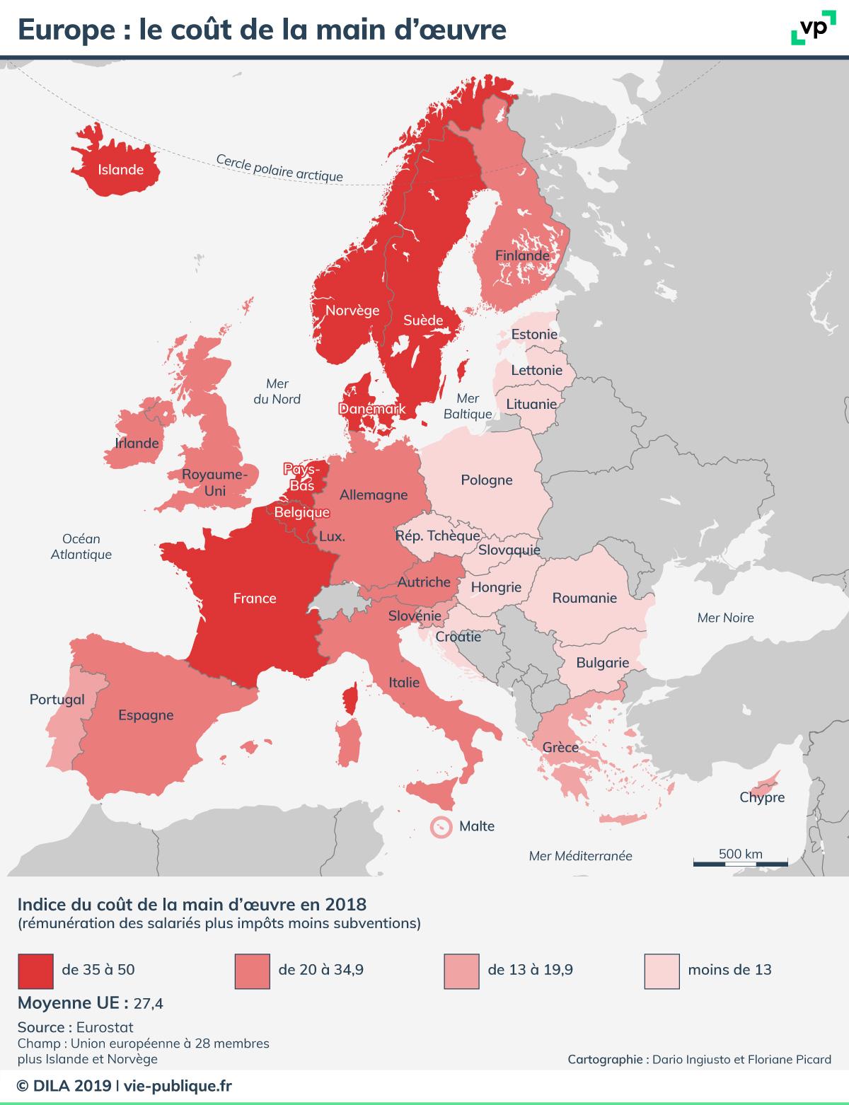 Europe le coût de la main d