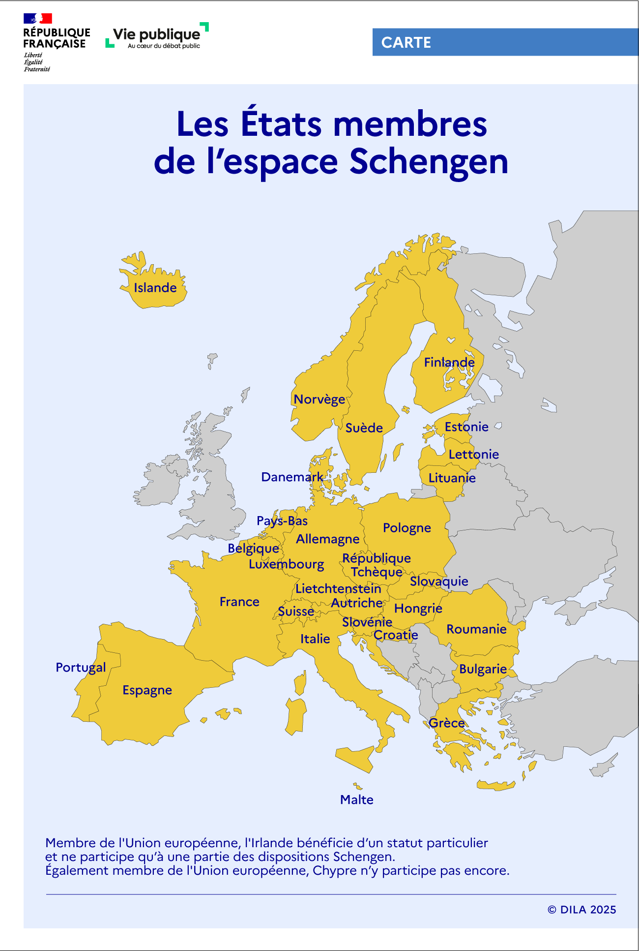 Les États membres de l'espace Schengen