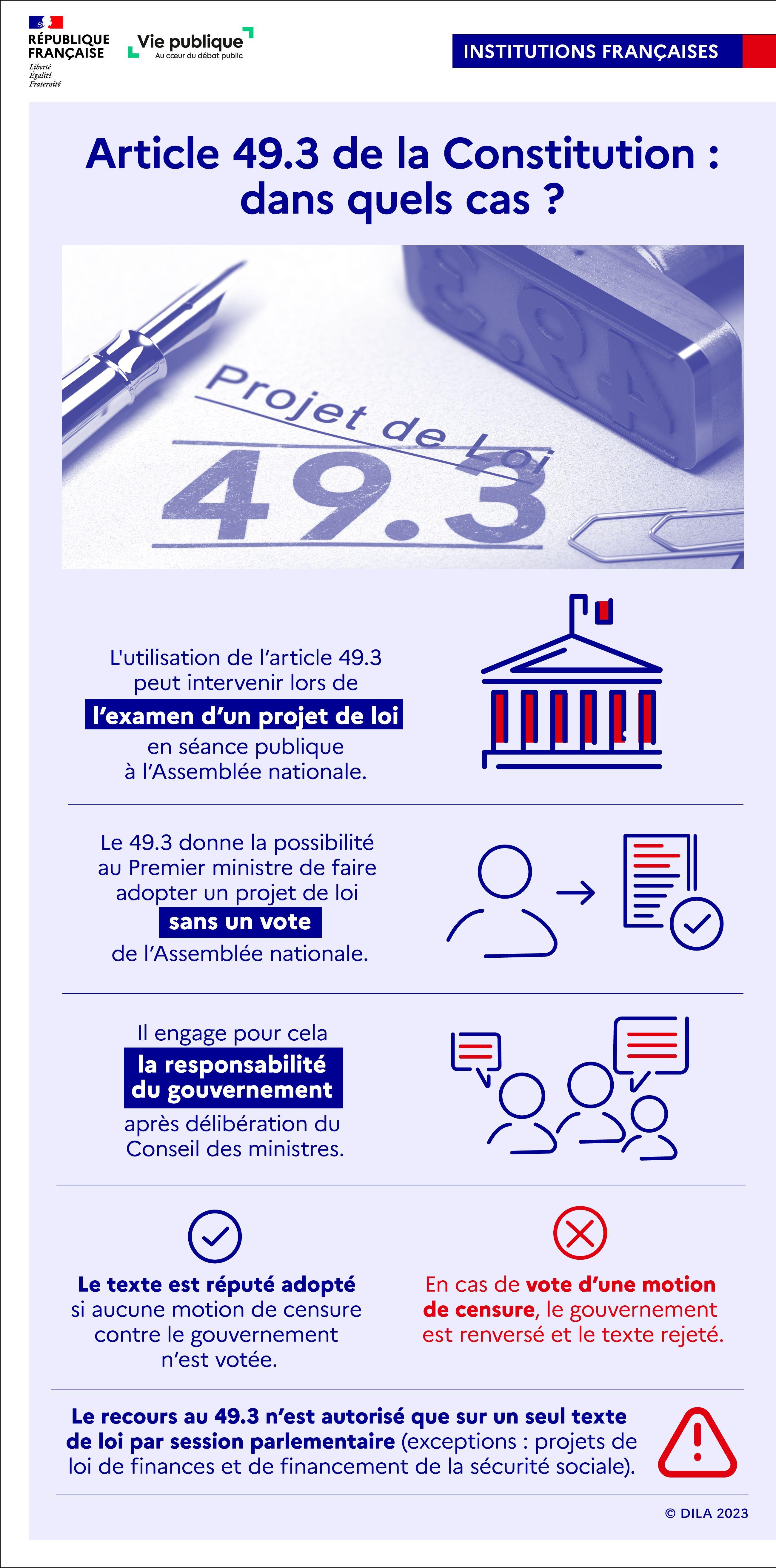 Infographie : Article 49.3 de la Constitution : dans quel cas