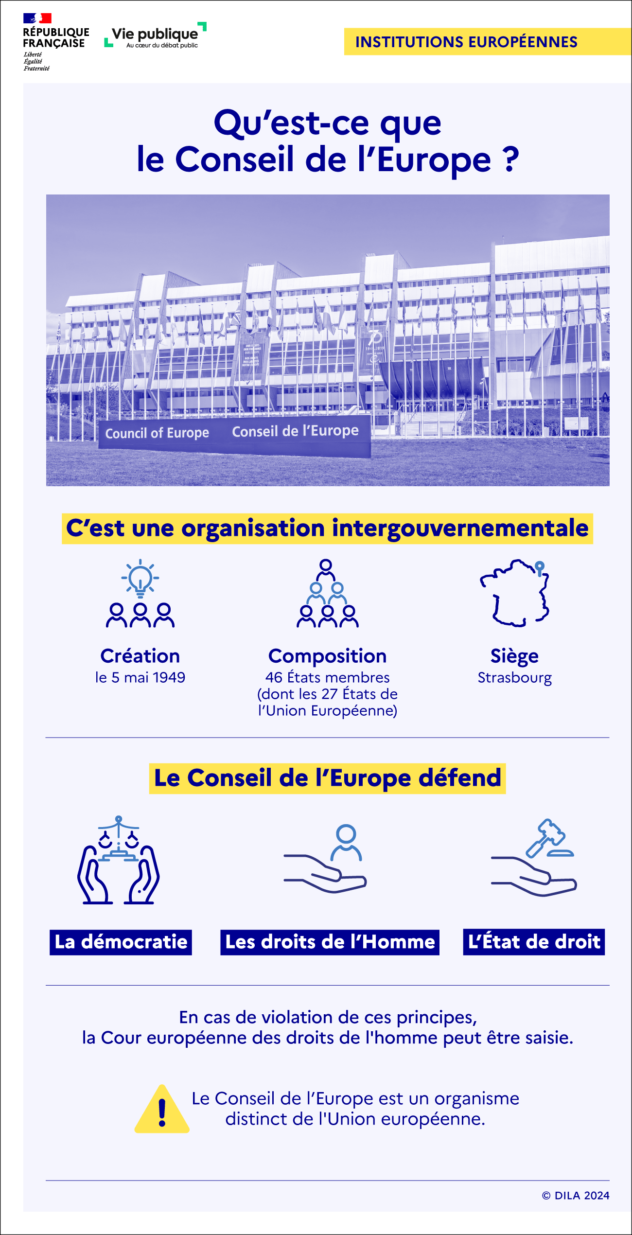 Définition du Conseil de l'Europe : création, membres, siège, missions