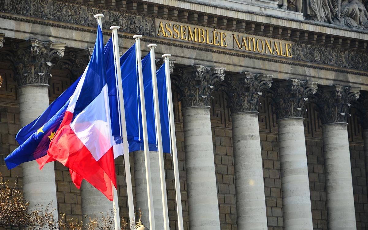 Drapeaux devant l'Assemblée nationale